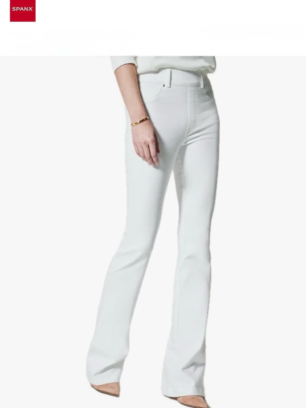 SPANX White High-Rise Flare Jeans — Slim to Flare